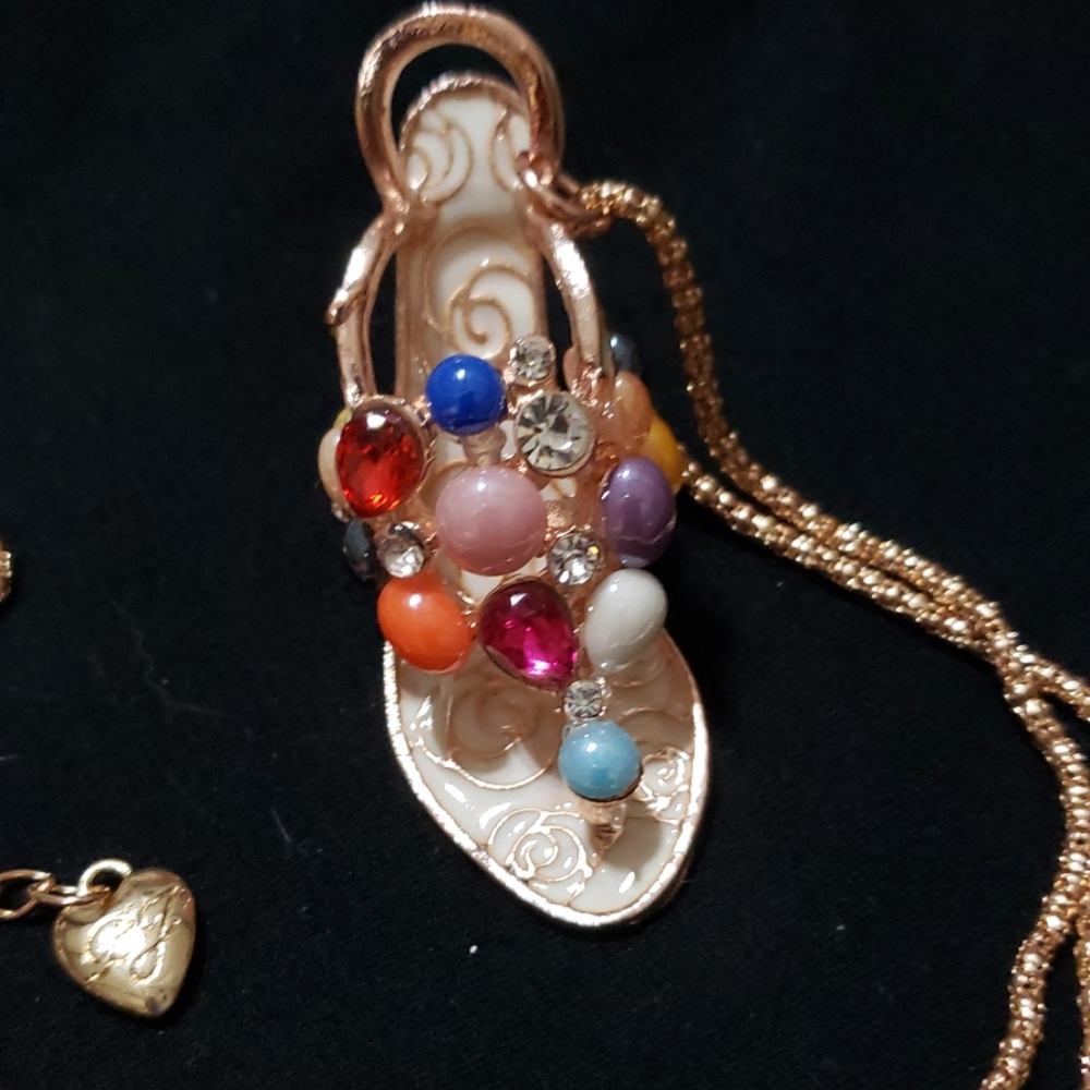 COPY - NWT Crystal Bling heel necklace by Betsey …